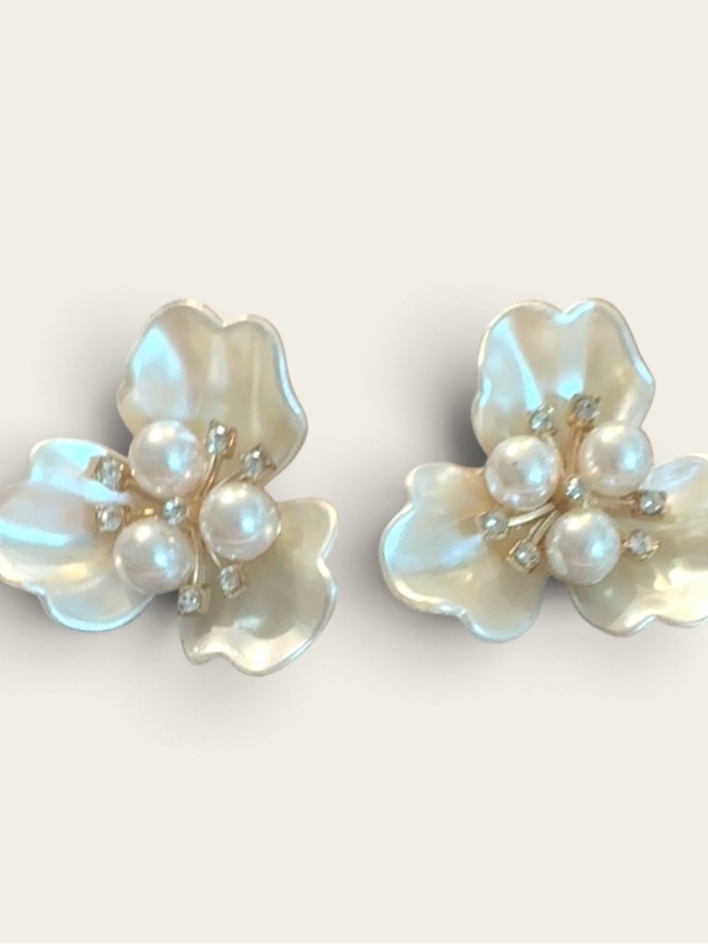 Pearlescent Floral Stud Earrings. Delicate and Beautiful